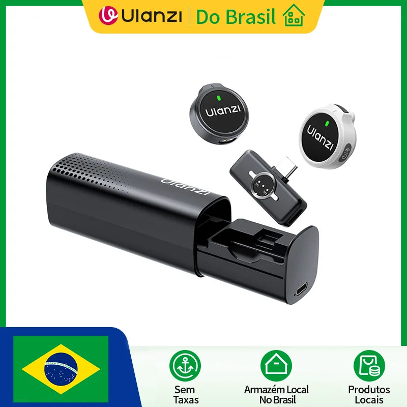 Ulanzi A21 Wireless Lapel Microphone Dual Recording 100M Transmission Noise Cancellation for Cameras Phone Video Recording Live
