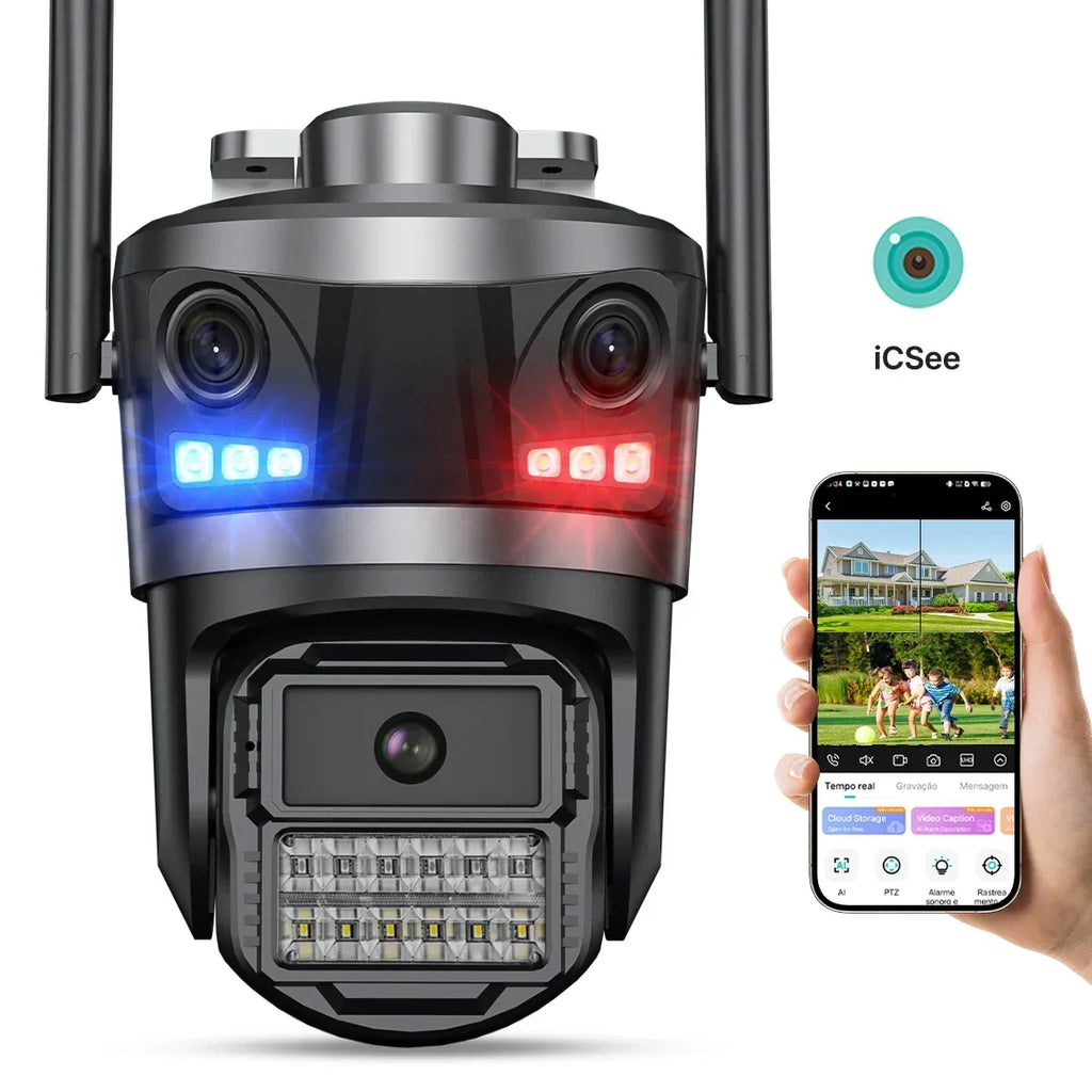 P20 Three Lens Three Screen Ip Camera Icsee Outdoor Wifi Auto Tracking Security Ptz Camera