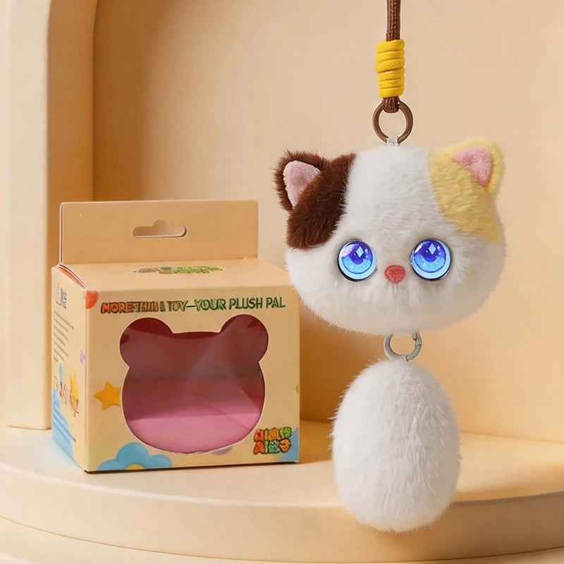 AI Smart Plush Robot with Dynamic Emotional Eyes Supports 66 Languages Cute Keychain Backpack Decoration Gift Doll Ornament