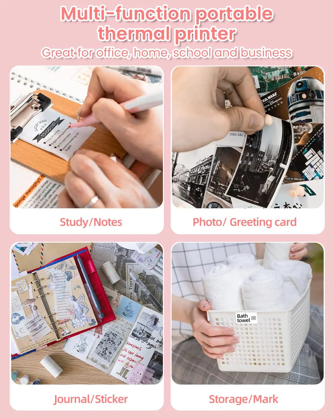 53-107mm Portable Printer Thermal Photo Printer Wireless Inkless Labeler 304dpi Label Maker Printer Machine for Phomemo M04AS