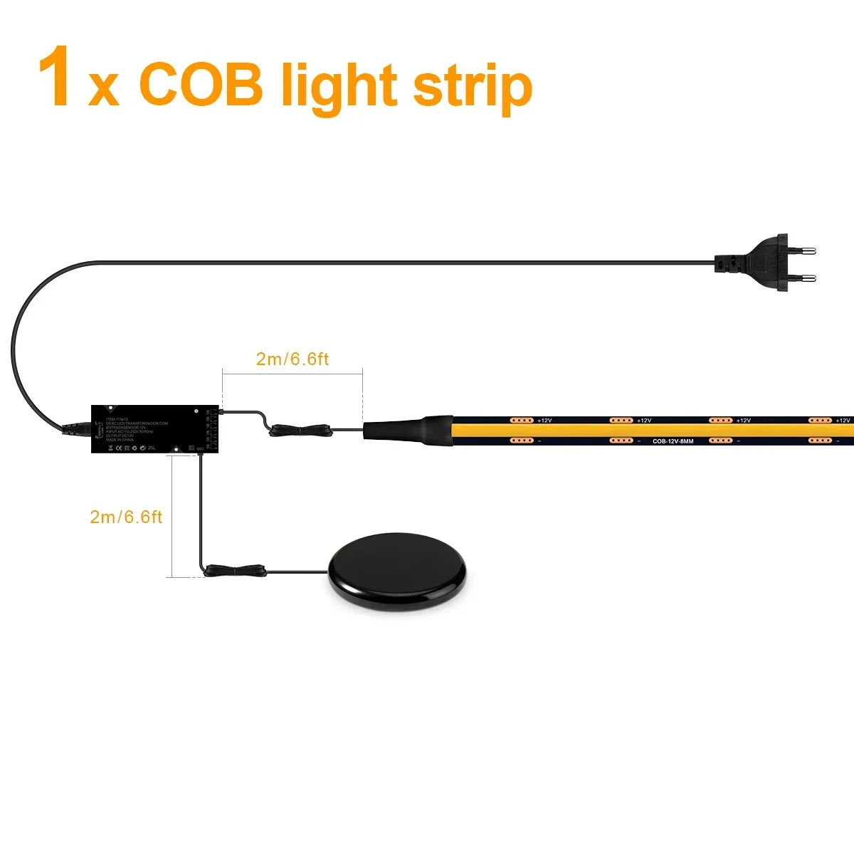1/2/3/4/5/6-in-1 Black PCB Cob Acoustic Wall Panel Decor LED Strip Lighting Kit Hand Sweep Stepless Touch Dimmer Switch LED Tape