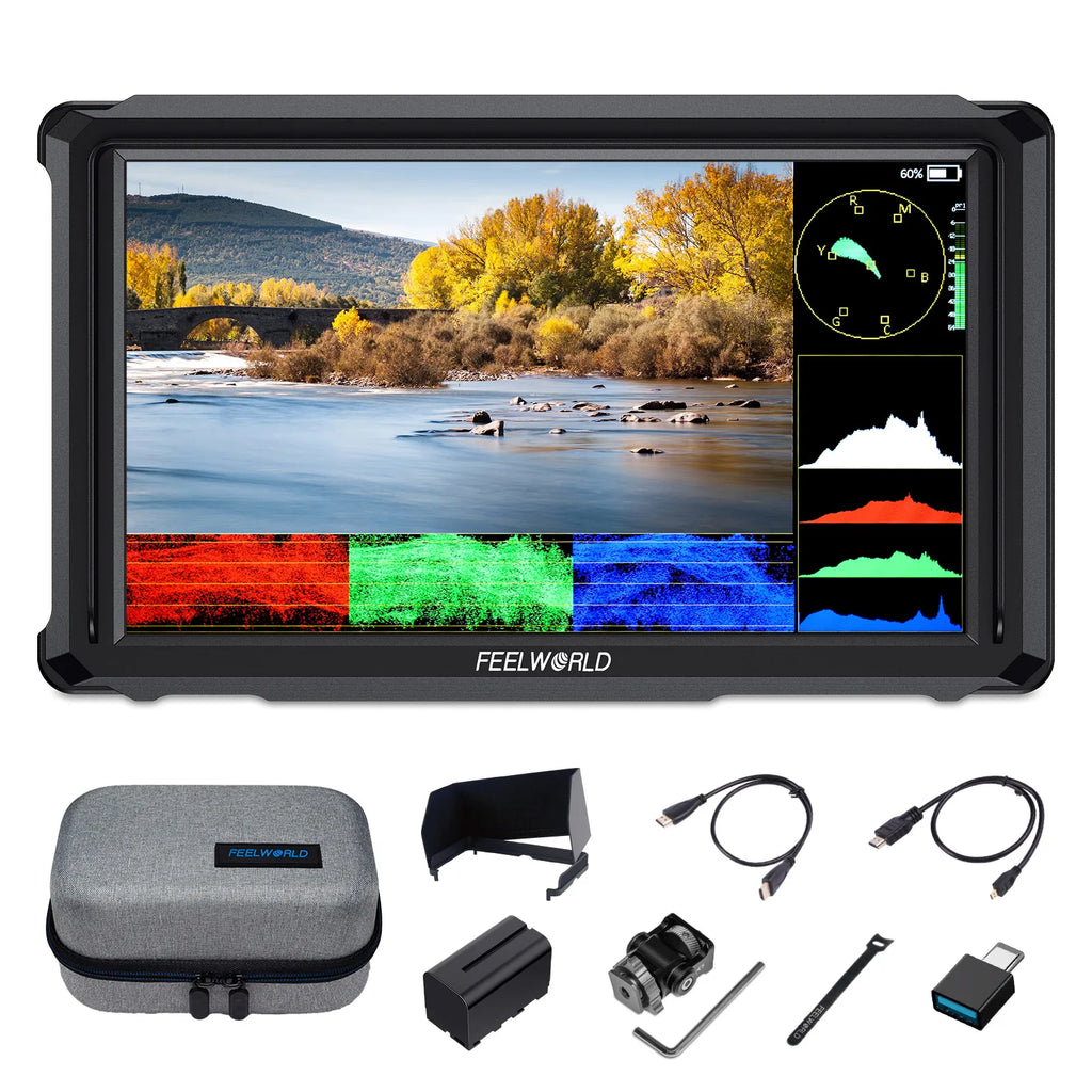 FEELWORLD FW568 PRO 6 Inch 1200nit High Bright Camera DSLR Field Monitor 4K 60Hz HDMI Waveform Monitoring Lightweight