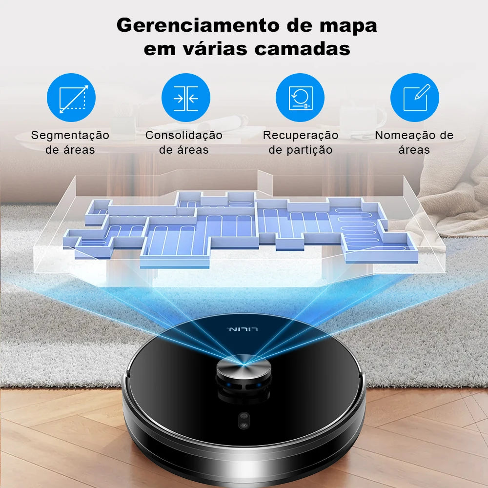 Liectroux/LILIN X6 Robot Vacuum Cleaner,Laser System,6500Pa,Smart Home Appliance,Restricted Area Map,Zone Cleaning for Carpet