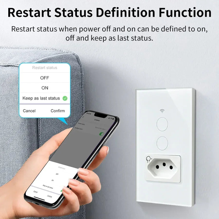 Brazil Socket Smart WiFi Touch Switch Tuya APP Remote Control Alexa Google Home Timer Schedule 1/2 Gang Wall Switch Panel
