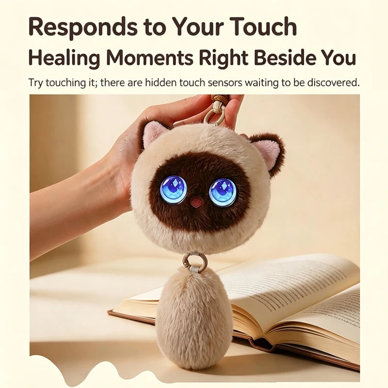 AI Smart Plush Robot with Dynamic Emotional Eyes Supports 66 Languages Cute Keychain Backpack Decoration Gift Doll Ornament
