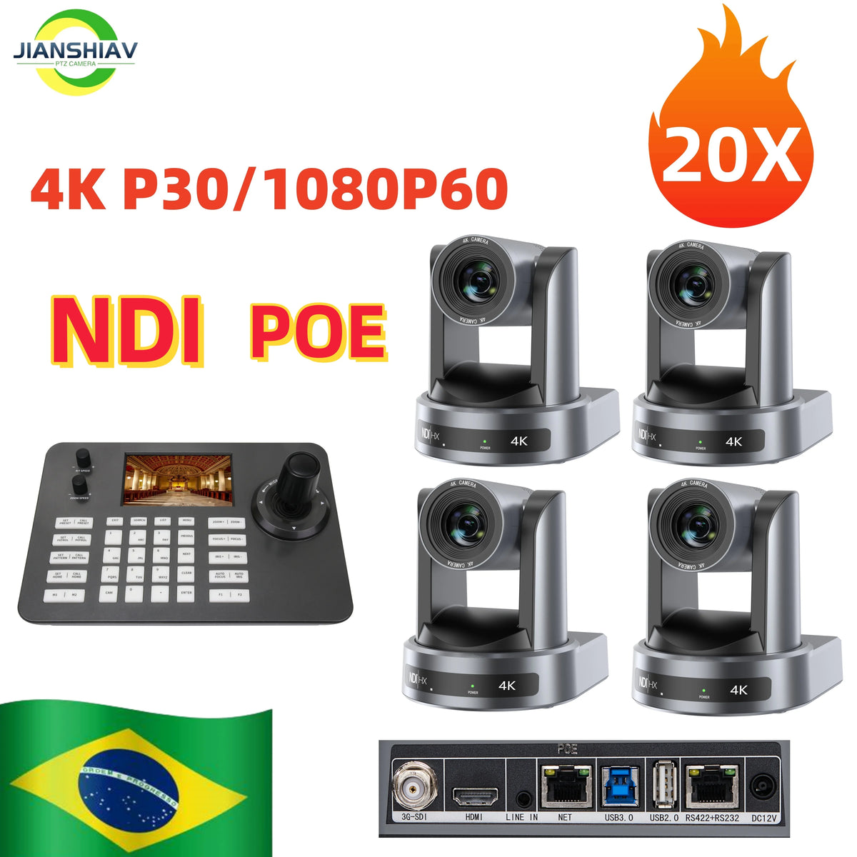 4K NDI 1pc-10pcs PTZ Camera SDI HDMI POE USB 20 Zoom Video Conference Camera for Church Business Meeting 1PC Controller Keyboard
