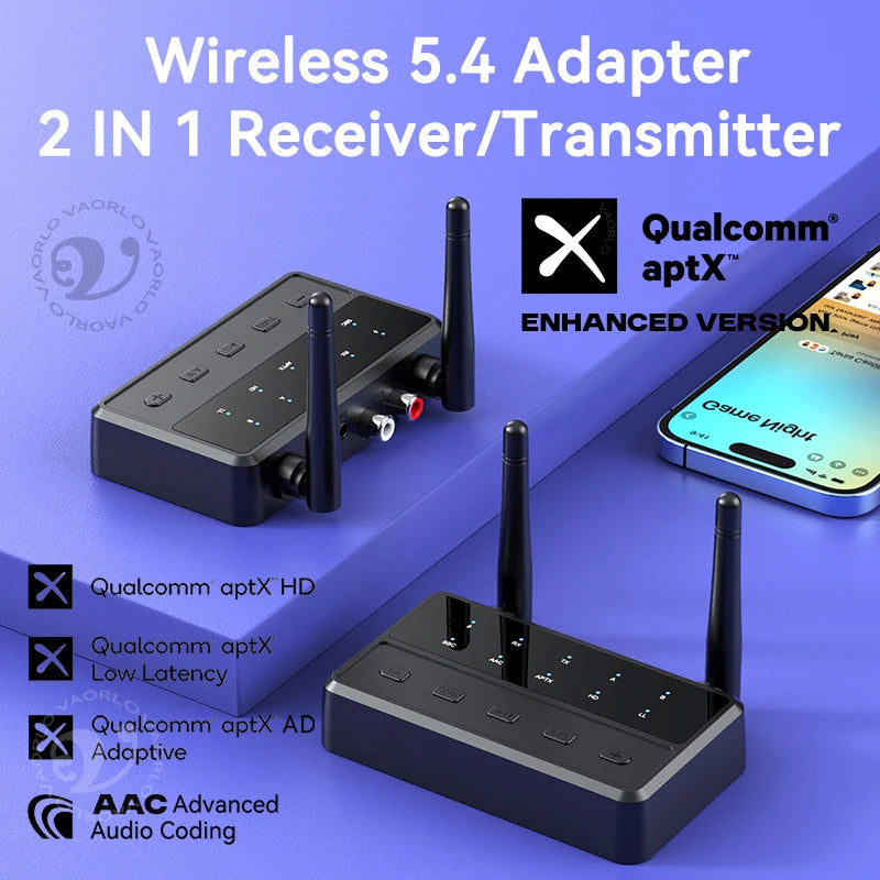 Desktop aptX-Adaptive AD/HD/LL AAC 2 in 1 Bluetooth Audio Transmitter Receiver 3.5MM AUX RCA Stereo HiFi Music Wireless Adapter
