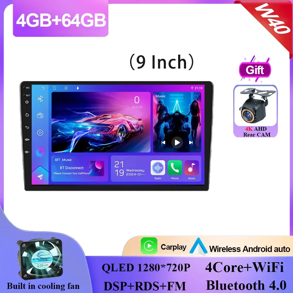 Android 15 9/10 Inch Car Multimedia Video Player 2DIN Stereo Radio Carplay Android Auto For Nissan Hyundai Kia Toyota Honda VW