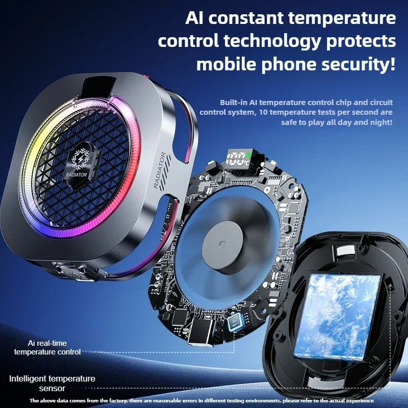 TH16 Pro High-Power AI Strong Cooling Semiconductor Magnetic&Back-clip Mobile Phone PUBG Game Cooler for IPhone Android Radiator