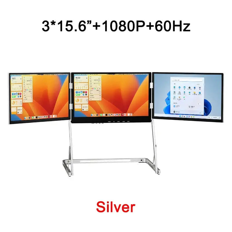 15.6 Inch Three Screen Display Portable Monitor 100%sRGB 360° Foldable External Display For Laptop/Windows/MacOS/Stock Trading