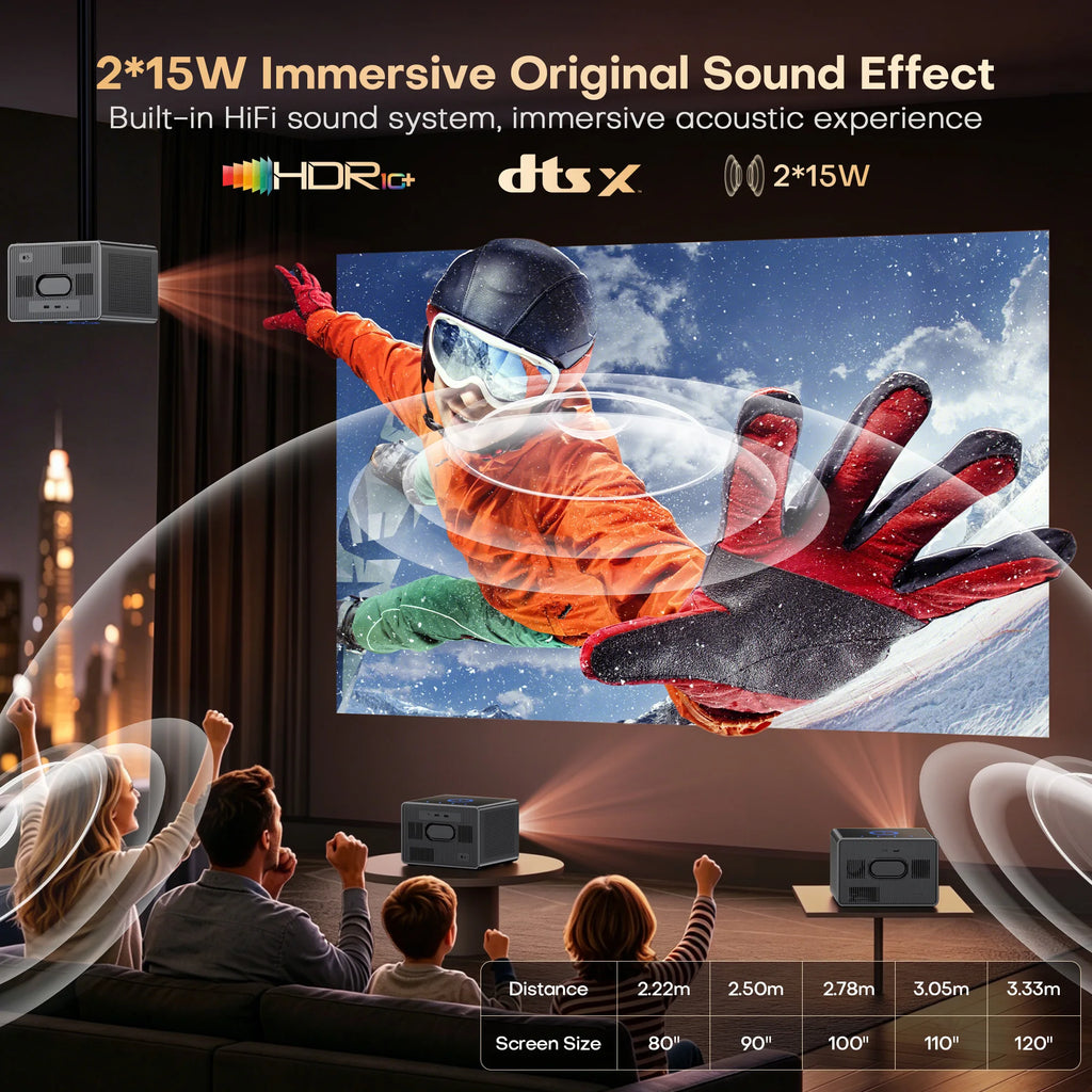 XIWBSY Android 14.0 Sealed Optical Projector 4000ANSI Home Theater Google TV Projector Netflix Official Licence 4K Projector