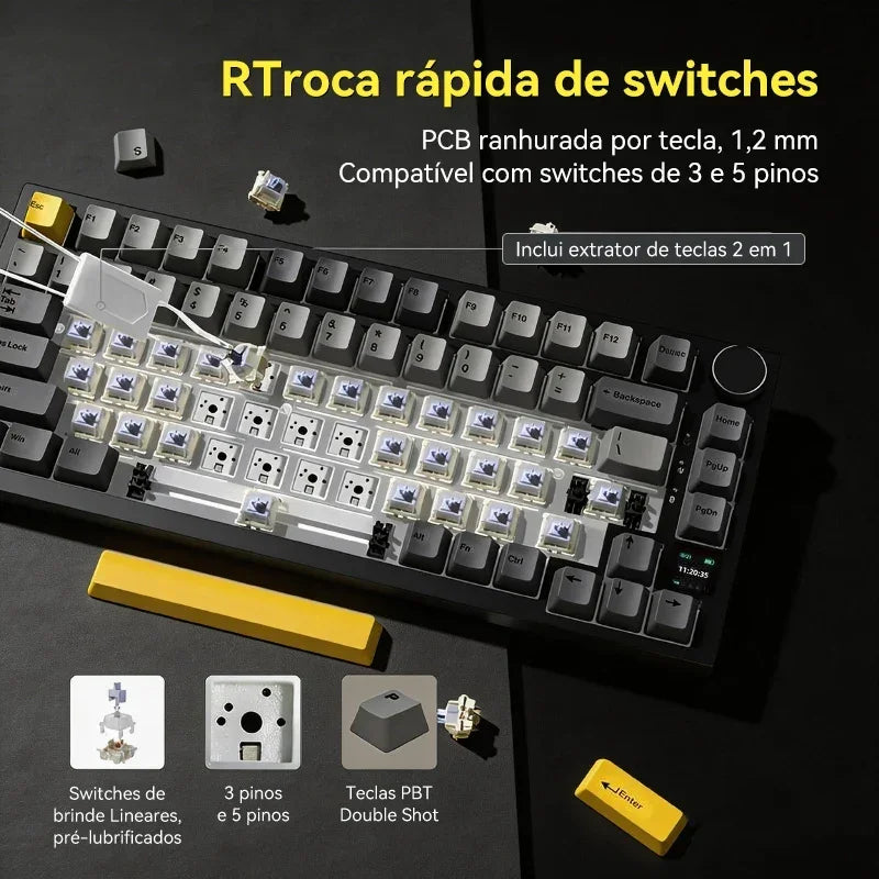 AJAZZ AK820 / AK820 Pro Free Shipping for Local Shipments from Brazil Mechanical Keyboard 82 Keys Gamer Keyboard for Laptop PC