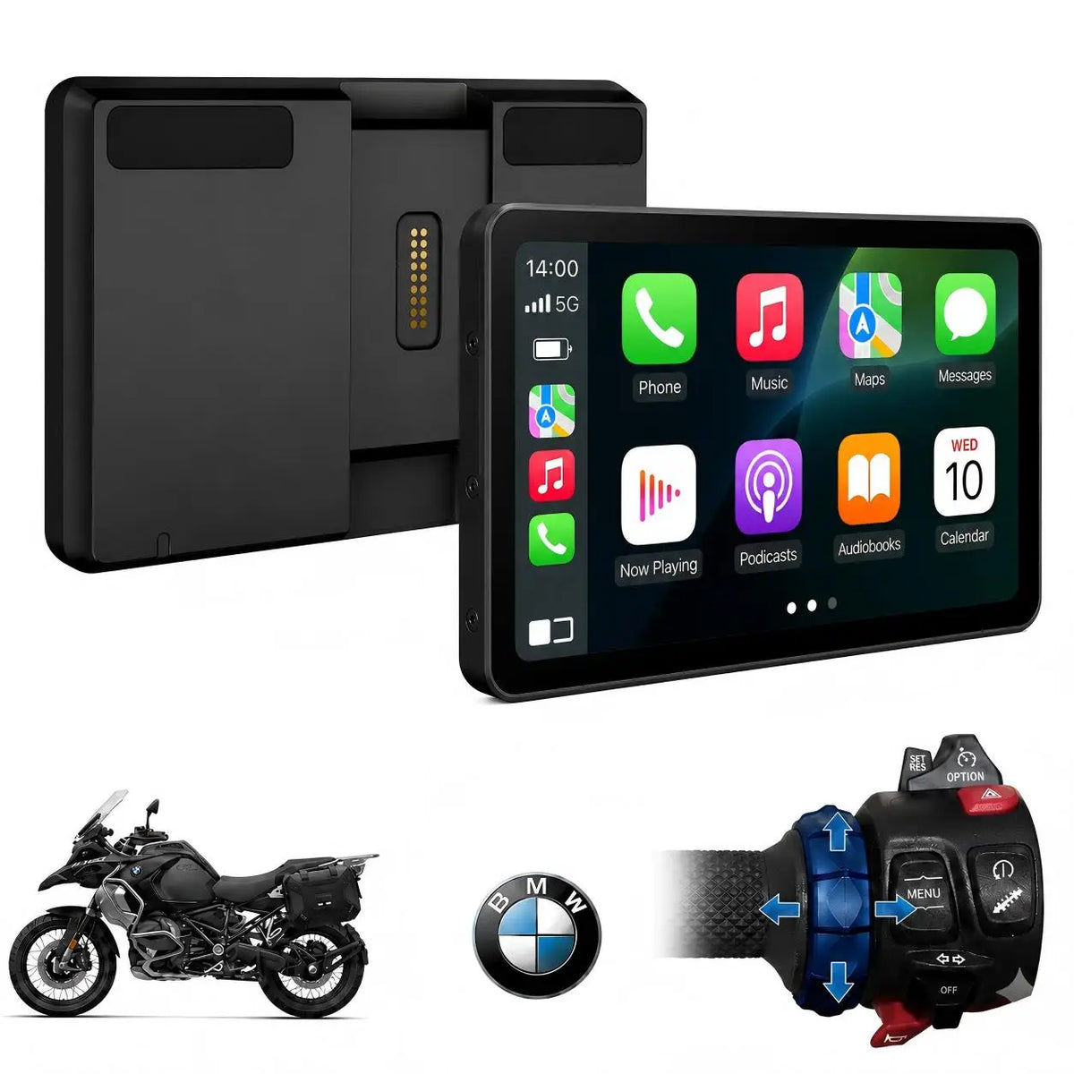 6.2 Inch Wireless Motorcycle CarPlay & Android Auto for BMW Motorcycles - Native Wonder Wheel，1200-Nit，IP69，Plug & Play