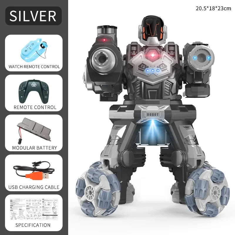 JC09 2.4G RC Robot Battle Spray Shoot Robo With Dual Remote Control Humanoid Fighting Robots Toys for Kids Christmas gift toy