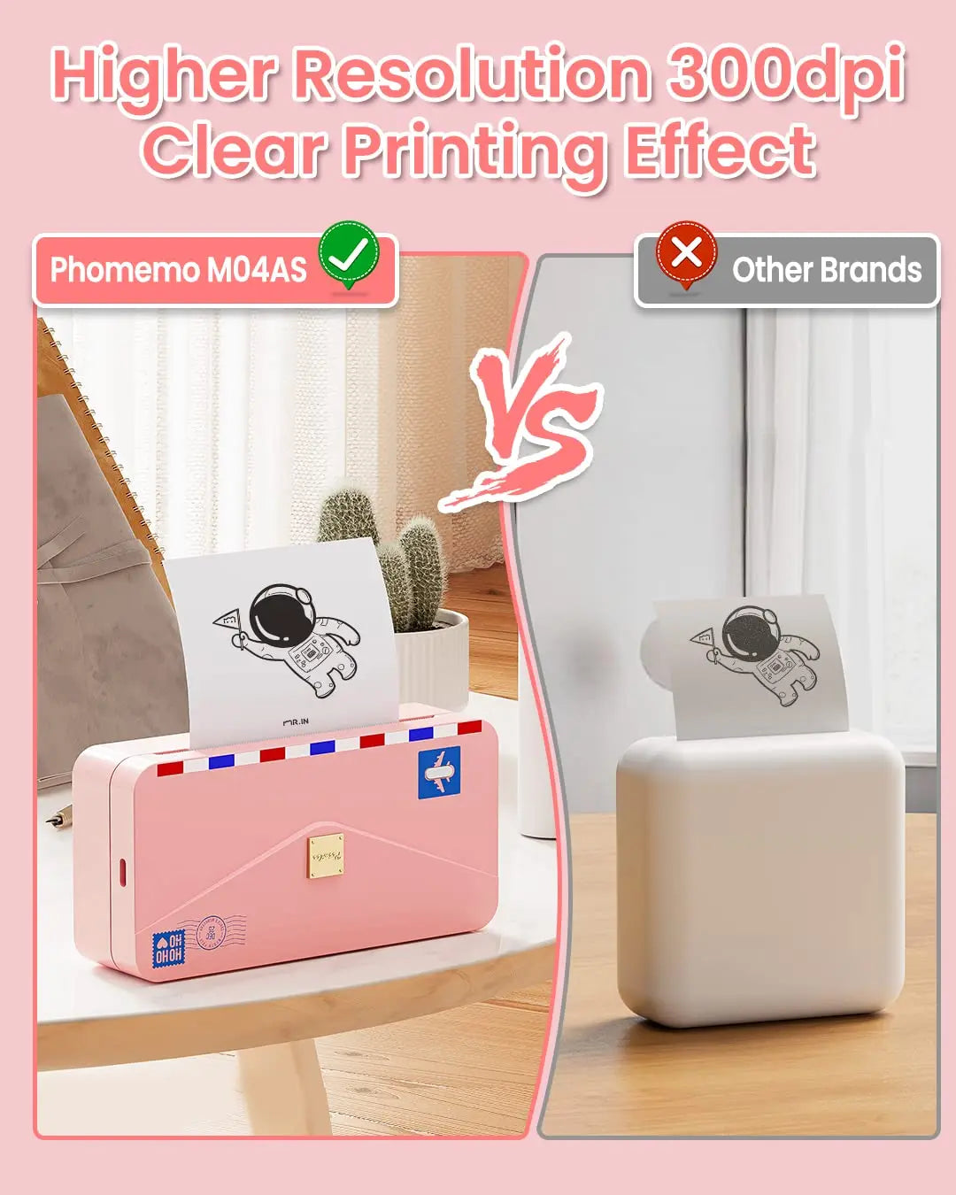 53-107mm Portable Printer Thermal Photo Printer Wireless Inkless Labeler 304dpi Label Maker Printer Machine for Phomemo M04AS