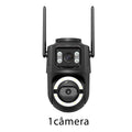 ICSee Wi‑Fi IP security camera with dual lens for outdoor use, PTZ, automatic tracking, and dual‑band connectivity